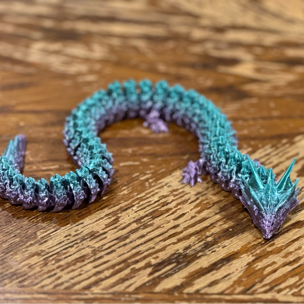 3-D printed Purple and Teal Dragon Figurine - Picture 1 of 4